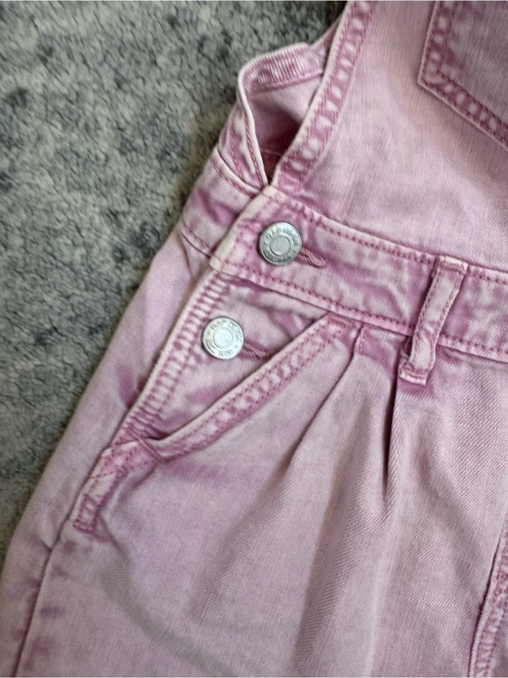 GAP Kids Girls Pink Denim Overall Shorts Shortalls Size 6-7 Small